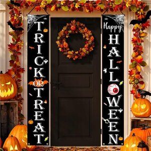 Halloween Decorations Outdoor TRICK OR TREAT Happy HALLOWEEN Banner Porch Sign